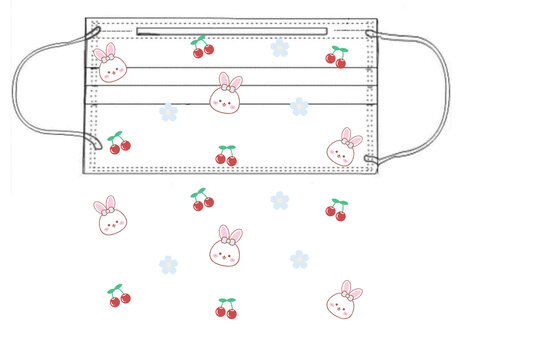 可爱兔子樱桃儿童口罩