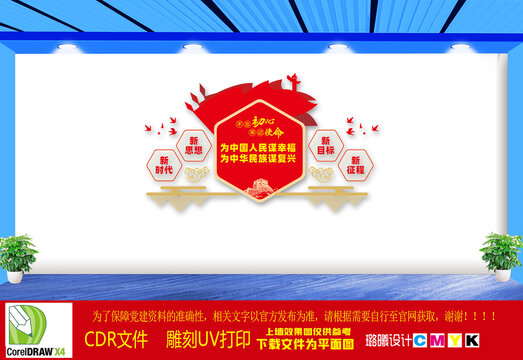不忘初心牢記使命黨建背景墻