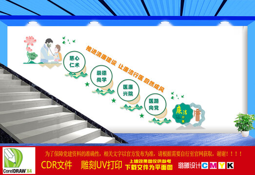 廉潔行醫(yī)樓梯文化墻