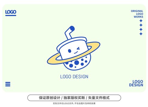 原创卡通吸管水杯logo