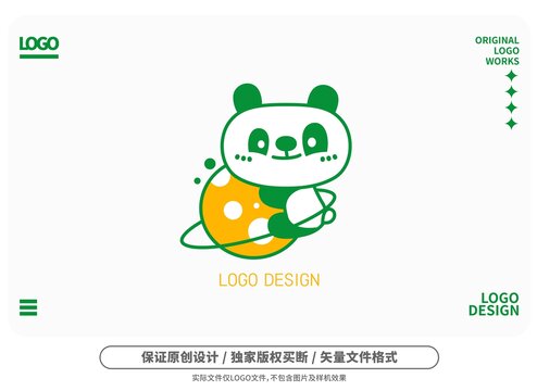 原创卡通熊猫星球logo