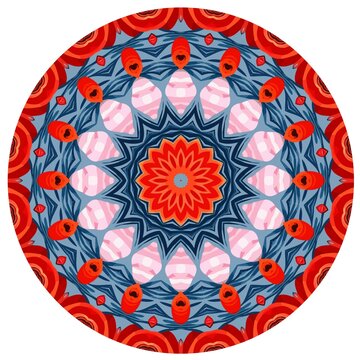 红色圆形花纹印花