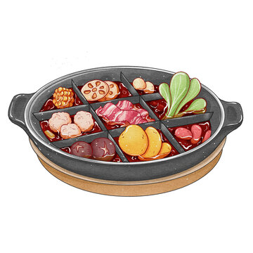 中國(guó)傳統(tǒng)美食川菜九宮格火鍋