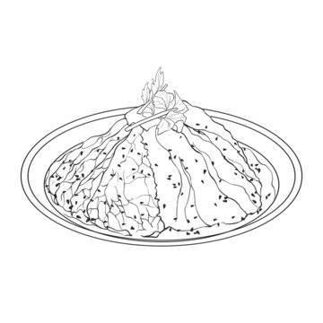 中國(guó)傳統(tǒng)美食川菜夫妻肺片線稿