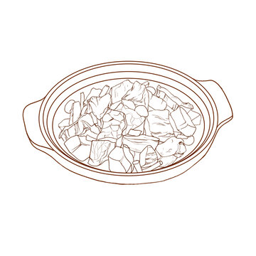 中國(guó)傳統(tǒng)美食川菜紅燒肉線稿