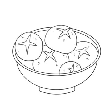 中国传统美食川菜香菇线稿