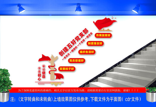 创建五好党支部楼道文化墙