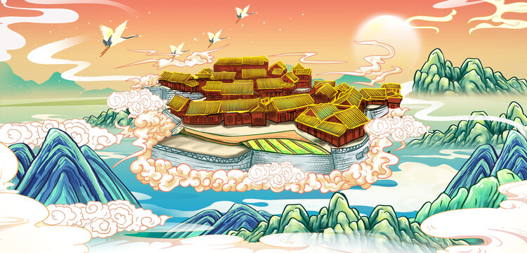 十八洞村國潮插畫