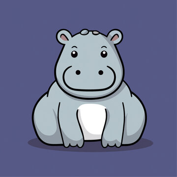 一只可愛的河馬動(dòng)物Q版卡通插畫