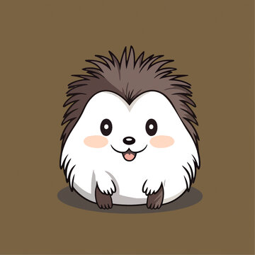 一只可愛的刺猬動物Q版卡通插畫