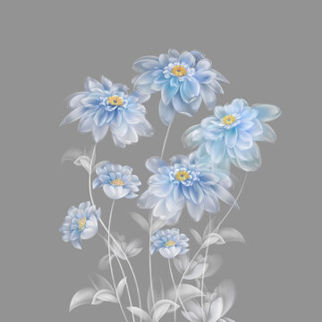 独幅植物花卉手绘水彩