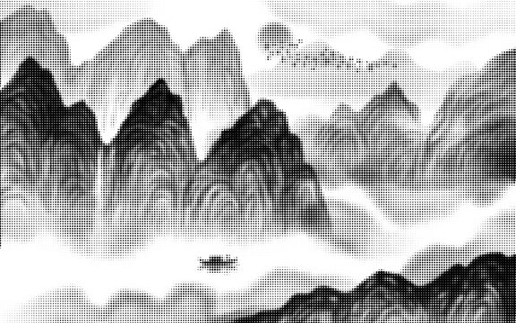 山水圓點素材