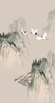 豎幅古典山水