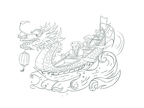 賽龍舟線(xiàn)稿分層