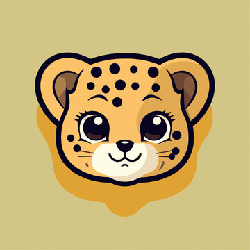 一只可爱的豹子动物Q版卡通插画