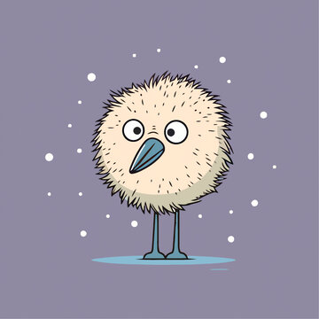 一只可爱的鸵鸟动物Q版卡通插画