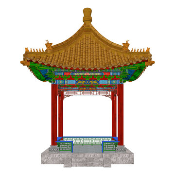 彩繪方亭立面效果圖