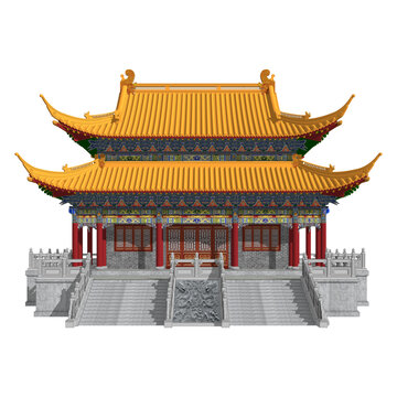 彩繪歇山大殿立面效果圖