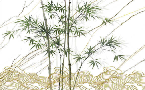 新中式水墨竹子背景