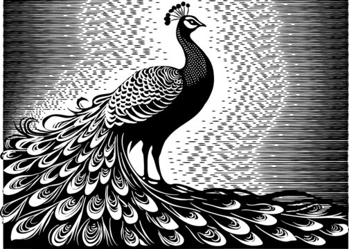 矢量孔雀插畫
