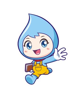 卡通可愛小水滴奔跑形象矢量圖