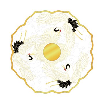 矢量傳統(tǒng)紋樣仙鶴祥云圖