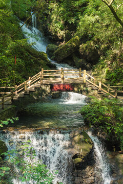 重庆黑山谷的瀑布水流景观