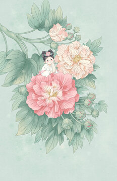 中國風十二花令芙蓉花