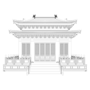 金殿立面線稿圖