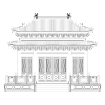 金殿正立面線稿圖