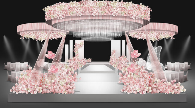 白粉色婚禮廳內(nèi)