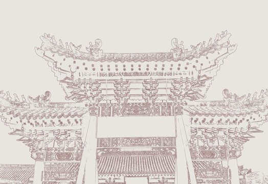 閣樓建筑背景墻
