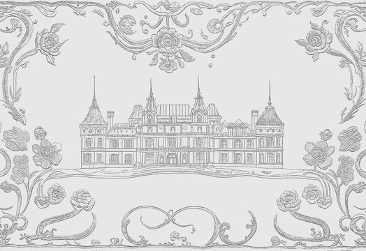 法式城堡花纹建筑背景墙