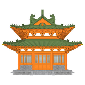 十字歇山殿亭立面效果圖