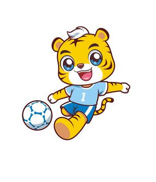 卡通可爱小老虎踢足球形象例图