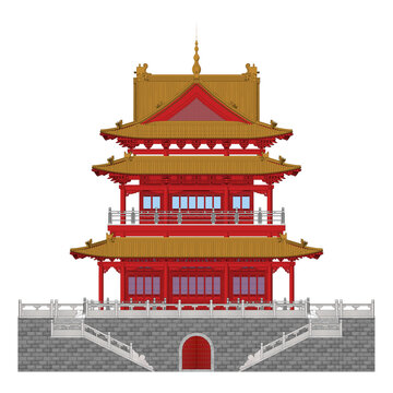 十字歇山樓閣正立面效果