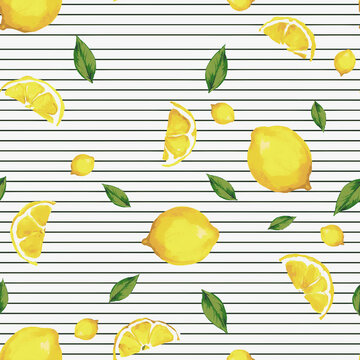 水彩柠檬四方连续图