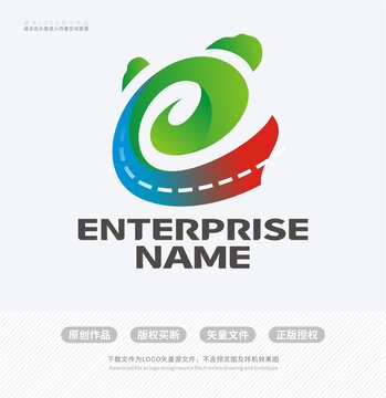 e字母熊猫公路LOGO标志设计