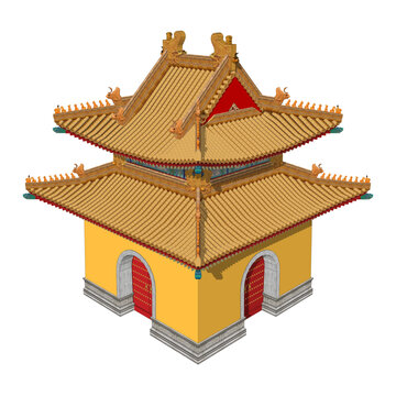 彩繪鐘鼓樓鳥瞰效果圖