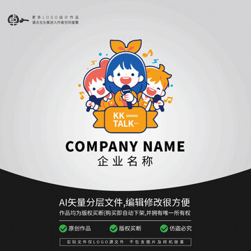 歌唱教育培訓扁平插畫LOGO