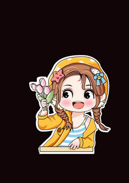 可愛女孩卡通矢量