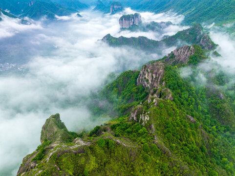 航拍雁荡山云海风光