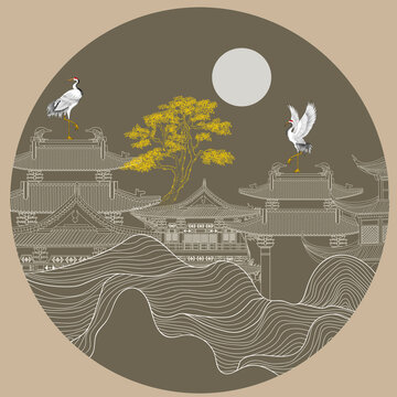 高端樓閣山水
