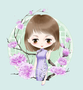 Q版旗袍美女