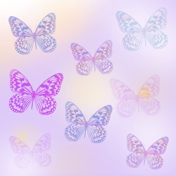 梦幻紫色蝴蝶家纺印花图案壁纸