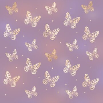 浪漫紫色蝴蝶家纺印花图案壁纸