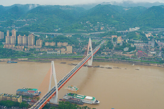 重庆东水门长江大桥高视角