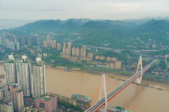重庆东水门长江大桥高视角