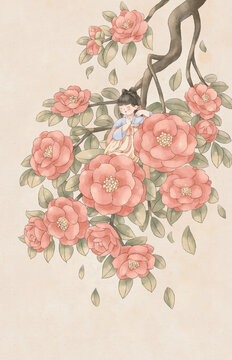 中國風十二花令山茶花