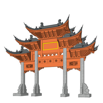 牌樓牌坊透視效果圖